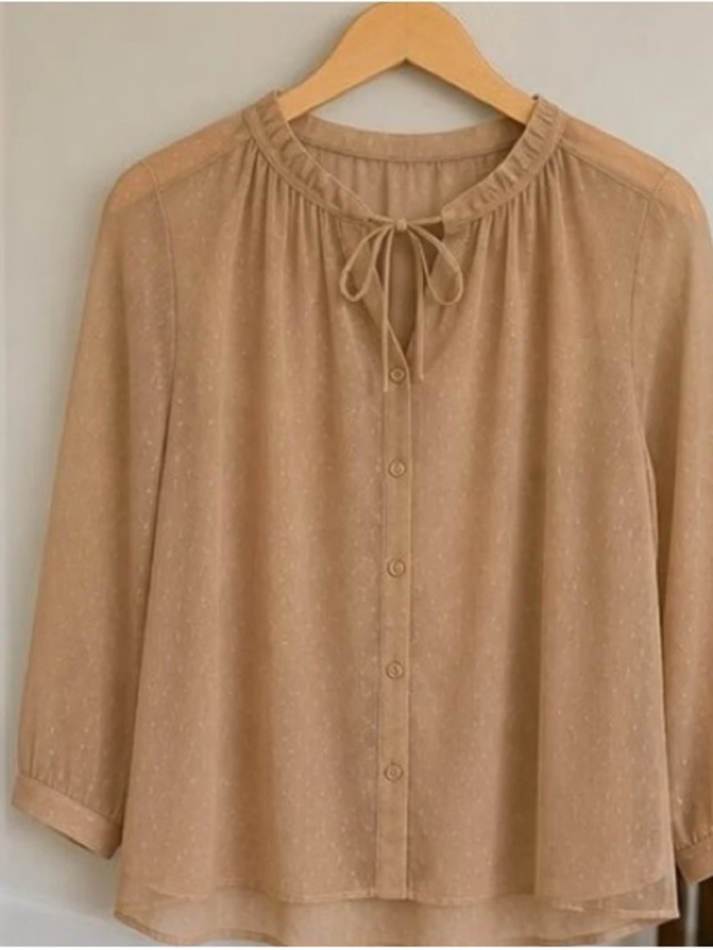 Women's Tie-Neck Blouse in Camel
